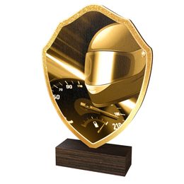 Trofeo Arden de Madera Real con Escudo de Motosport Clásico