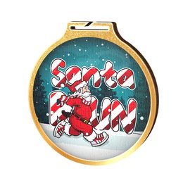 Medalla Habitat de Madera Ecológica Santa Run Oro