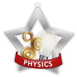 Medalla Mini Estrella de Acrílico Plata para Física