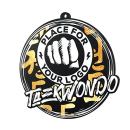 Medalla Negra de Acrílico Pro Taekwondo con Logo