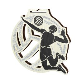 Medalla Acacia de Madera Ecológica para Voleibol - Plata