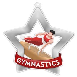 Medalla Mini Estrella de Acrílico Plata para Gimnasia Masculina