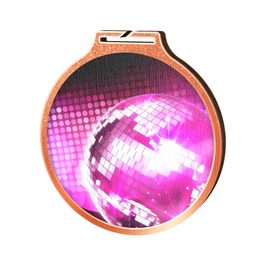 Medalla Habitat de Madera Ecológica Disco Rosa Glitterball Bronce