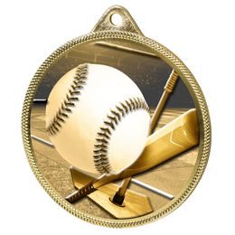 Medalla Clásica de Jonrón de Béisbol con Textura de Impresión 3D en Oro