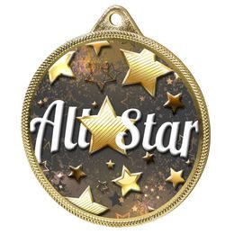 Medalla Clásica All Star con Textura de Impresión 3D en Oro