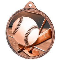 Medalla Clásica de Jonrón de Béisbol con Textura de Impresión 3D en Bronce