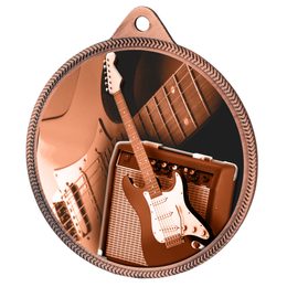 Medalla de Guitarra Eléctrica Textura Clásica Impresión 3D Bronce