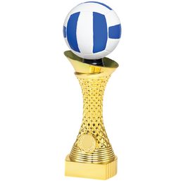 Trofeo de Oro para Voleibol con Balón 3D Azul y Blanco