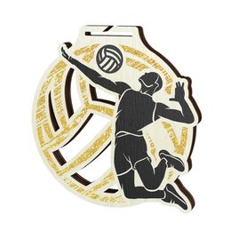 Medalla Acacia de Madera Ecológica para Voleibol - Oro