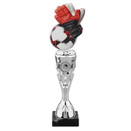 Trofeo de Guantes de Portero de Fútbol en Plata con Acabado Acrílico