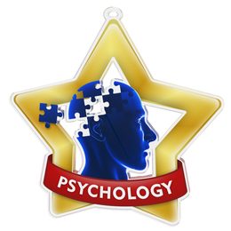 Medalla Mini Estrella de Acrílico Oro para Psicología