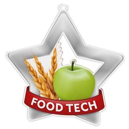 Medalla Mini Estrella de Acrílico Plata para Tecnología Alimentaria