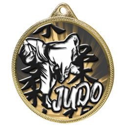 Medalla Clásica de Judo con Textura 3D en Oro