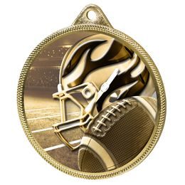 Medalla Clásica de Fútbol Americano con Textura 3D en Oro