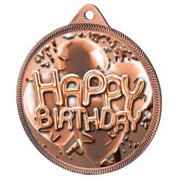 Medalla Clásica de Feliz Cumpleaños con Textura 3D en Bronce