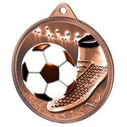 Medalla de Bronce con Textura Clásica de Bota y Balón de Fútbol en Impresión 3D