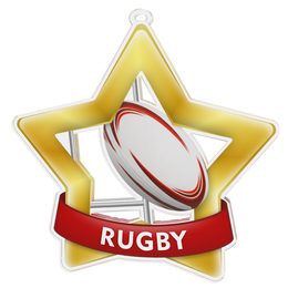 Medalla Mini Estrella de Acrílico Oro para Rugby