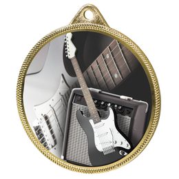 Medalla de Guitarra Eléctrica con Textura de Color 3D en Oro