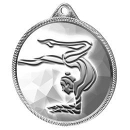 Medalla de Silueta de Gimnasta para Niñas con Textura de Impresión 3D en Plata