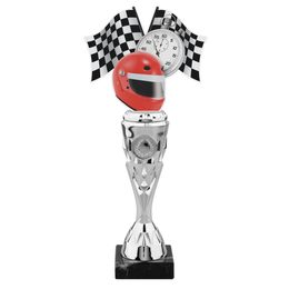 Trofeo de Banderas de Casco de Plata Motorsports con Parte Superior de Acrílico