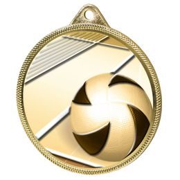 Medalla Clásica de Voleibol con Textura 3D en Oro