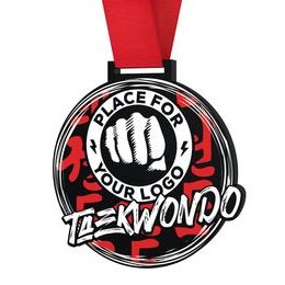 Medalla Gigante de Taekwondo en Acrílico Negro con Logo