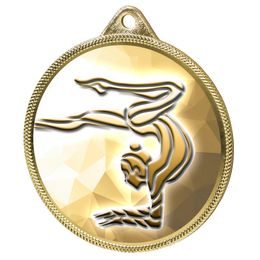 Medalla de Silueta de Gimnasta Femenina con Textura 3D en Oro