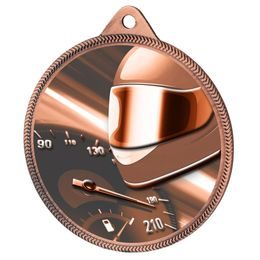 Medalla de Bronce Clásica de Carreras de Motor con Textura 3D