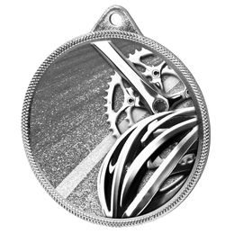 Medalla Clásica de Ciclismo con Textura 3D en Plata