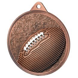 Medalla Clásica de Fútbol Americano con Textura 3D en Bronce