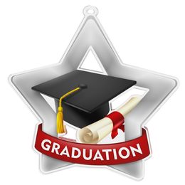 Medalla Mini Estrella de Acrílico Plata para Graduación