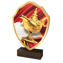 Trofeo Arden de Madera Real con Escudo para Conocimiento