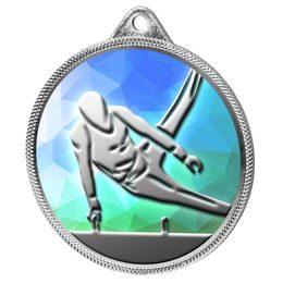 Silueta de Gimnasta Textura de Color Impresión 3D Medalla Plateada