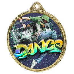Medalla de Danza Callejera con Textura de Color e Impresión 3D en Oro