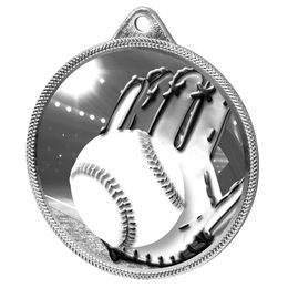 Medalla Clásica de Béisbol con Textura 3D en Plata