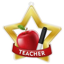 Medalla Mini Estrella de Acrílico Oro para Docente