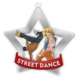 Medalla Mini Estrella de Acrílico Plata para Baile Urbano