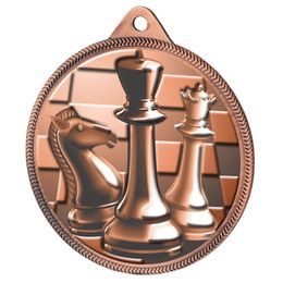 Medalla Clásica de Ajedrez con Textura 3D en Bronce