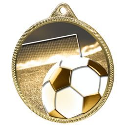 Medalla Clásica de Fútbol con Textura 3D en Oro