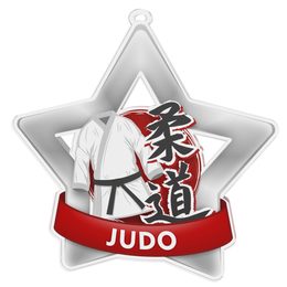 Medalla Mini Estrella de Acrílico Plata para Judo