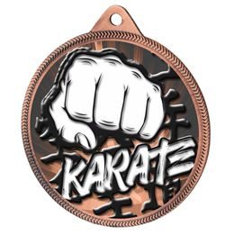 Medalla Clásica de Karate con Textura de Impresión 3D en Bronce