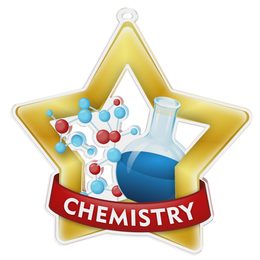 Medalla Mini Estrella de Acrílico Oro para Química