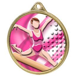 Medalla Clásica de Gimnasia con Textura de Color 3D en Oro