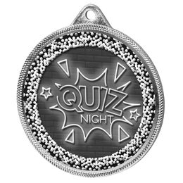 Medalla Clásica de Noche de Preguntas con Textura 3D en Plata