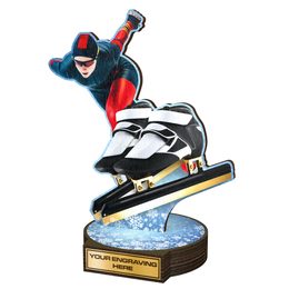 Trofeo Grove de Madera Real para Patinaje de Velocidad