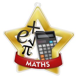 Medalla Mini Estrella de Acrílico Oro para Matemáticas