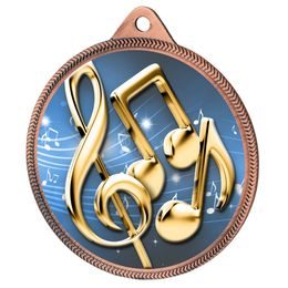 Textura de Notas Musicales Impresión Color 3D Medalla de Bronce