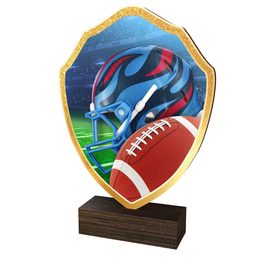 Trofeo Arden de Madera Real con Escudo de Fútbol Americano