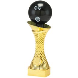 Trofeo de Boliche Dorado con Bola Negra 3D