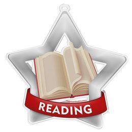 Medalla Mini Estrella de Acrilico Plata para Lectura